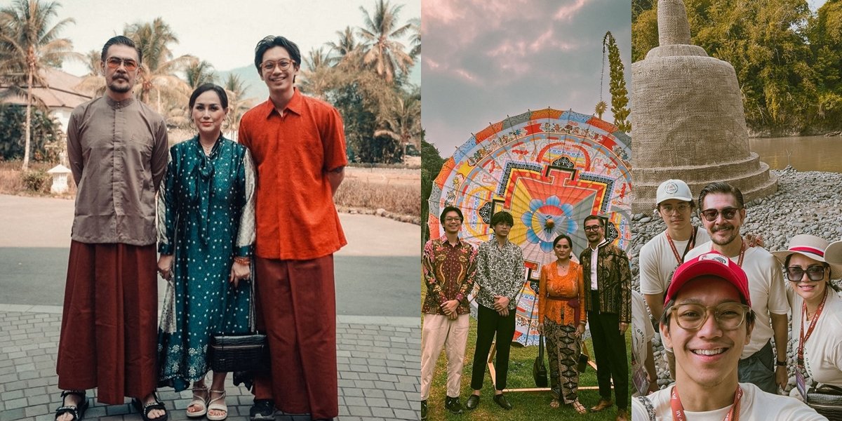 Portraits of Ferry Salim and Brandon Salim Celebrating Waisak at Borobudur, Happy with Family