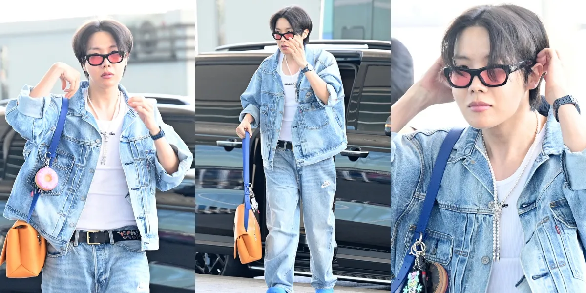 Handsome Portrait of J-Hope BTS at the Airport, Ready to Fly to Germany for Lollapalooza Berlin