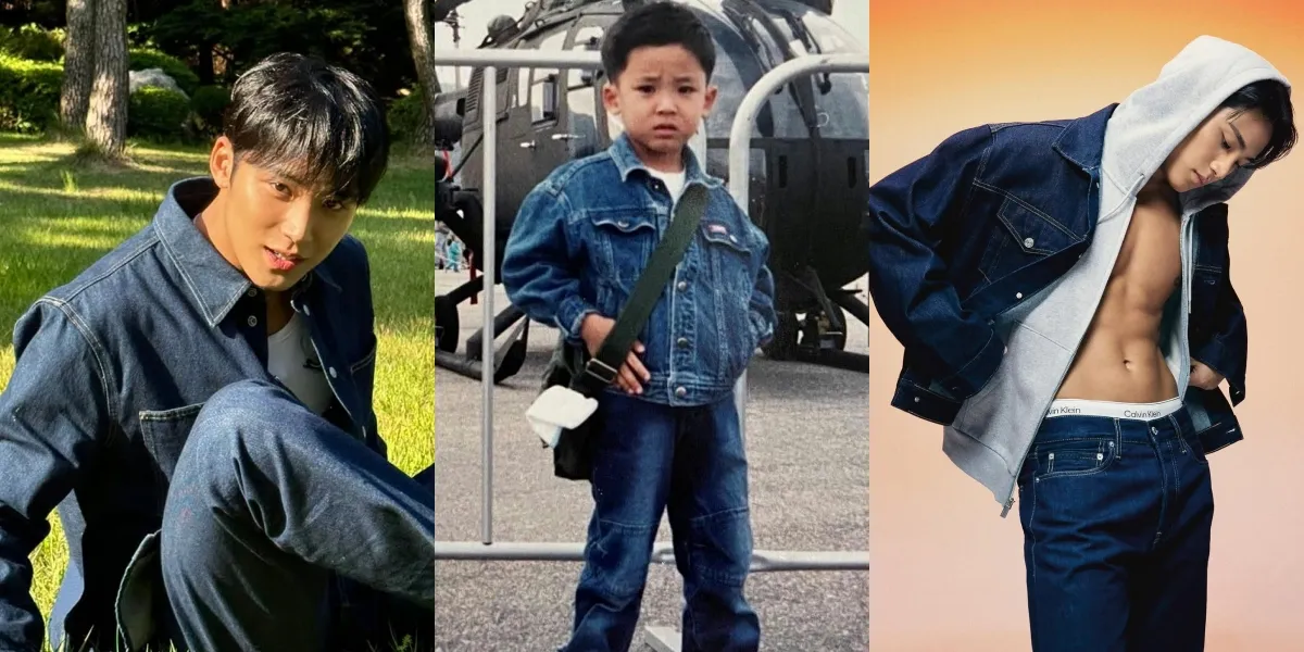 Handsome Portrait of Mingyu SEVENTEEN Wearing Denim on Denim, a Style He Has Preferred Since Childhood