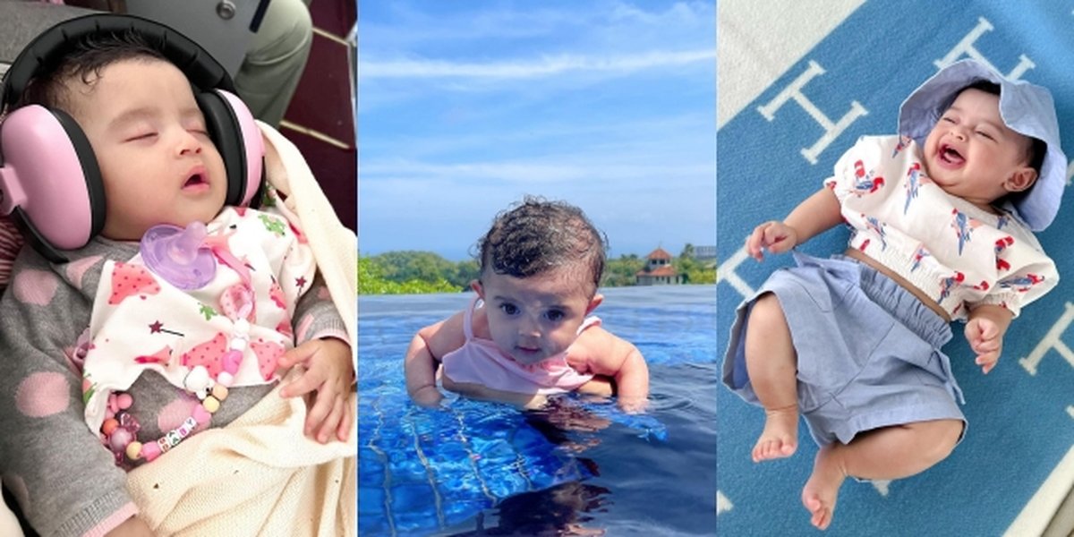 Adorable Portraits of Baby Guzel's Fashionable OOTD Style during Vacation, Like a Doll - First Time Swimming