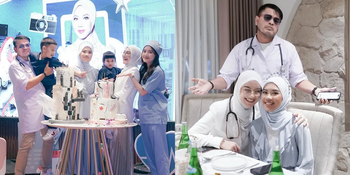 Portrait of Irish Bella Celebrating the Birthday of Her Stepdaughter Syifa Mutiara, Festively Themed Around Medicine