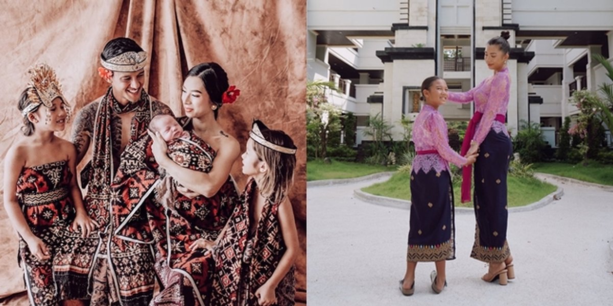 Portrait of Jennifer Bachdim's Family Attending Brother-in-Law's Wedding in Germany Wearing Kebaya and Batik