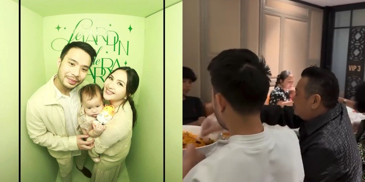 Portrait of Jessica Mila Busy Taking Care of Her Child and Sitting Far from Her Husband While Dining with Family, Actually Close to Her In-Laws