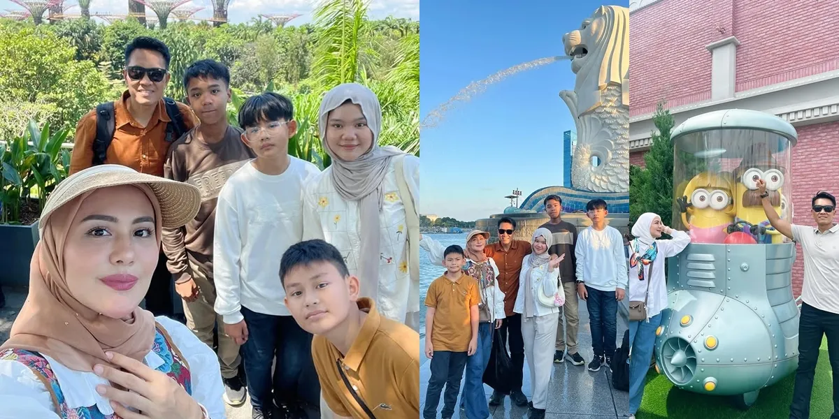 Portrait of Juliana Moechtar Taking Her Children on Vacation to Singapore, Happy Family Gathering