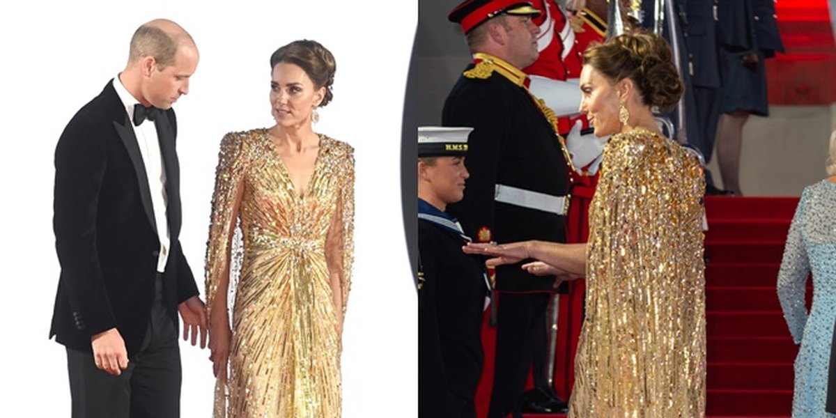 Portrait of Kate Middleton and Prince William on the Red Carpet Premiere of 'NO TIME TO DIE', The Princess is Praised as Beautiful by James Bond