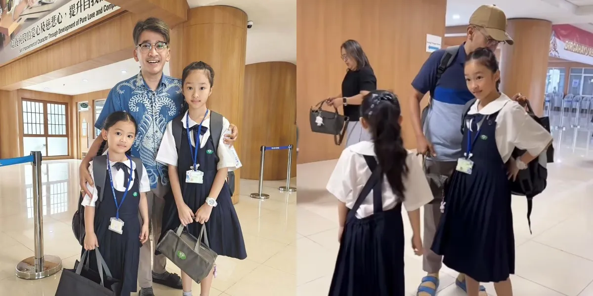 Portrait of Ruben Onsu's Activities on Monday, Taking Thalia and Thania to School