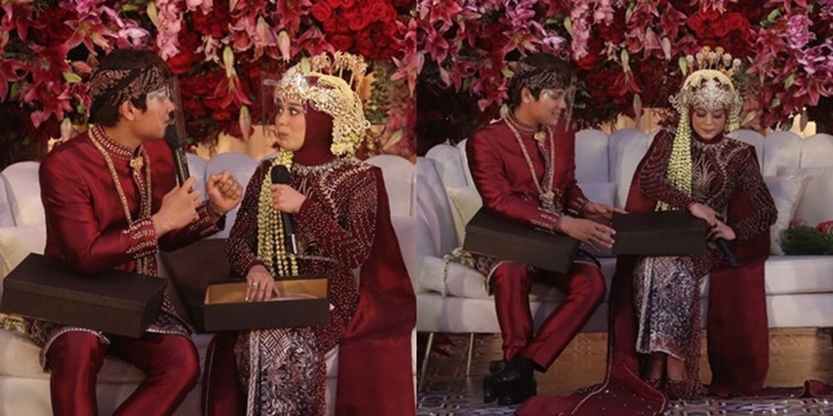 Portraits of Lesti and Billar Exchanging Gifts at the Celebration, Simple and Meaningful Contents that Make You Emotional