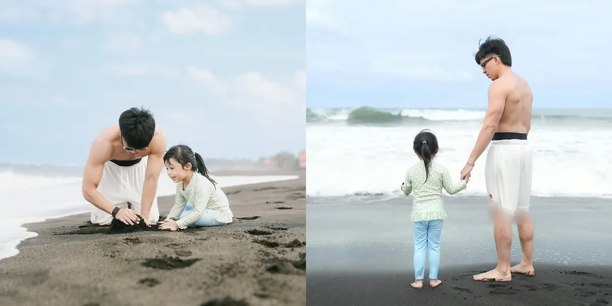 7 Photos of Atta Halilintar's Vacation in Bali, Having Fun at the Beach with Ameena