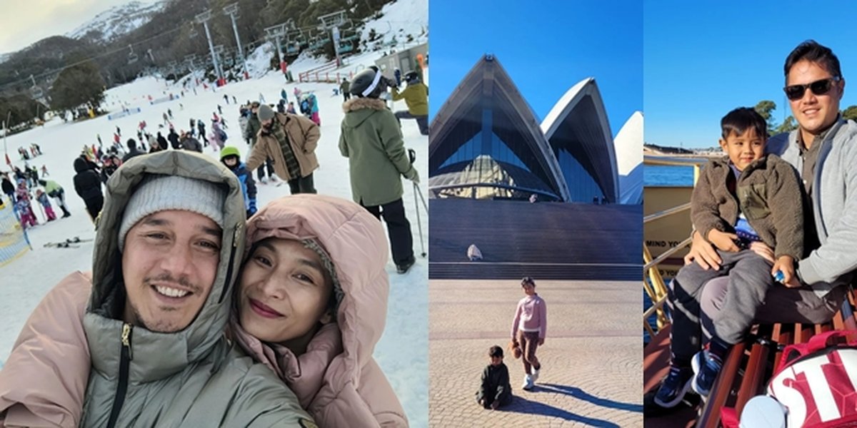 Happy Salma's Family Holiday Portrait in Australia, Visiting Her Husband's Grandmother - Playing in the Snow on the Mountain