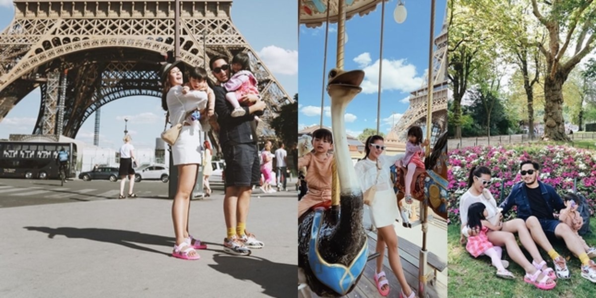 Portrait of Syahnaz Sadiqah's Holiday Inviting Twins in Paris, Looking Beautiful Like a Teenager - Showing Slim Legs