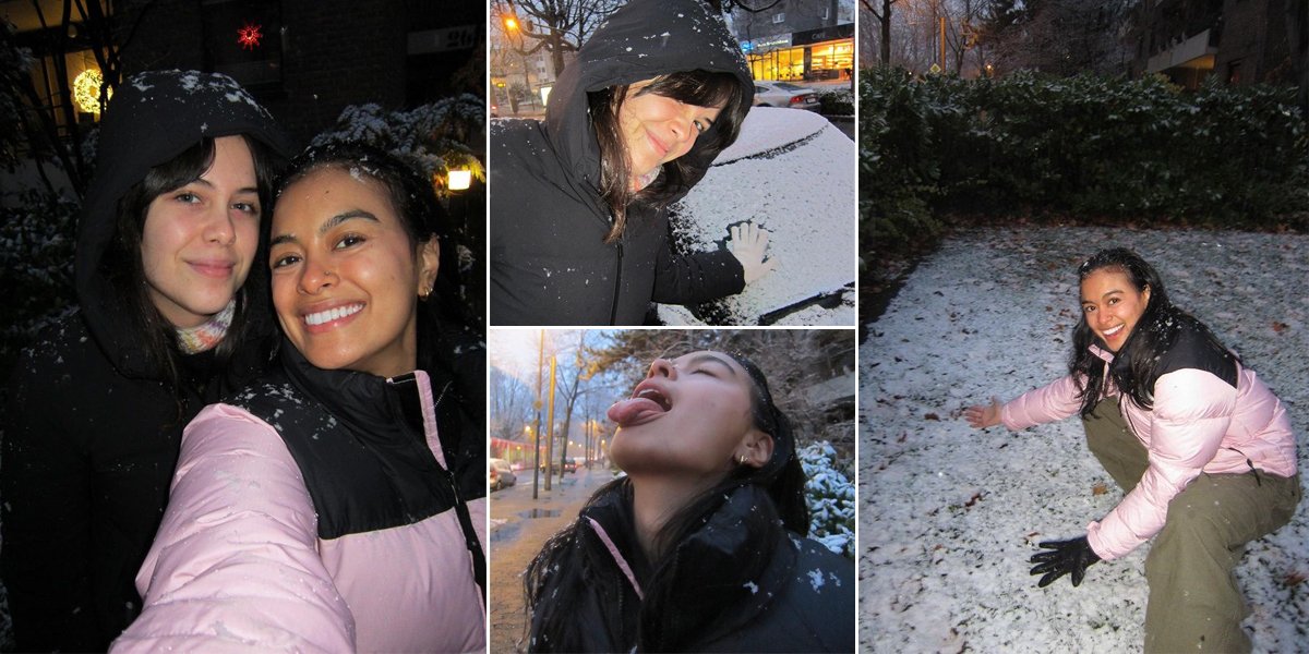 Funny Portraits of Eva Celia and Manuella Aziza Who Are Excited to See Snow for the First Time in Germany, So Cute!