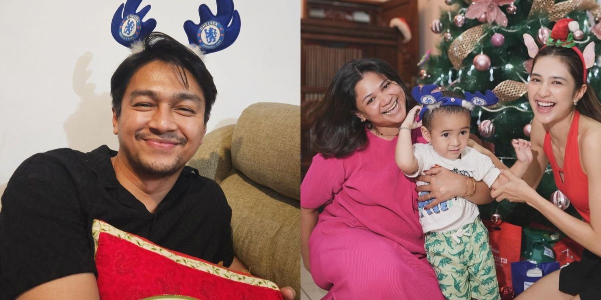 Portrait of Mikha Tambayong Celebrating Christmas with Family - Deva Mahendra Looks Cute with Reindeer Hat