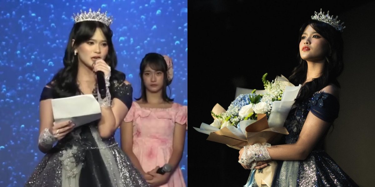 Portrait of Adel's Graduation Moment from JKT48 - Beautiful in a Dress and Crown