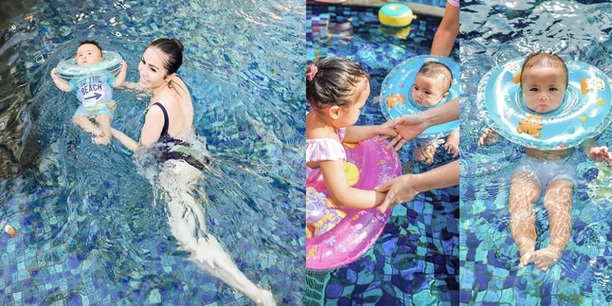 Portrait of Momo Geisha Swimming with Her Children in Bali, Netizens: The Water is Crystal Clear