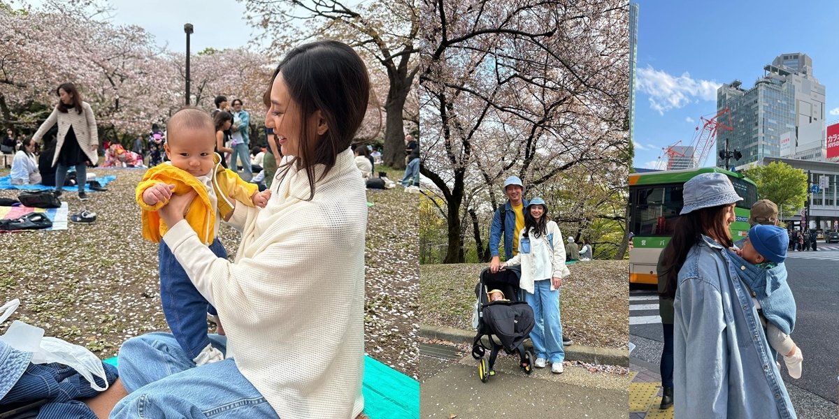 Portrait of Nadia Saphira who is Now a Mother of One, Inviting Her Child on a Vacation to Japan to See the Sakura