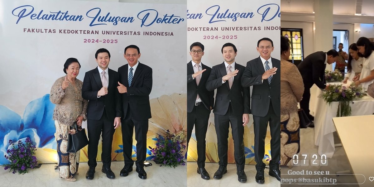 Portrait of Nicholas Sean, Ahok's Son, Sworn in as a Doctor at the University of Indonesia, Accompanied by His Father - Mrs. Vero Absent