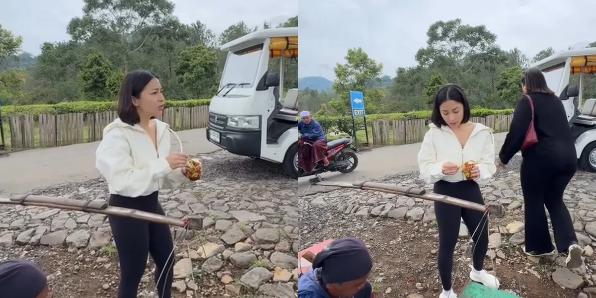 Portrait of Nikita Willy Buying Fruit Rujak, Issa is Also Curious About the Seller