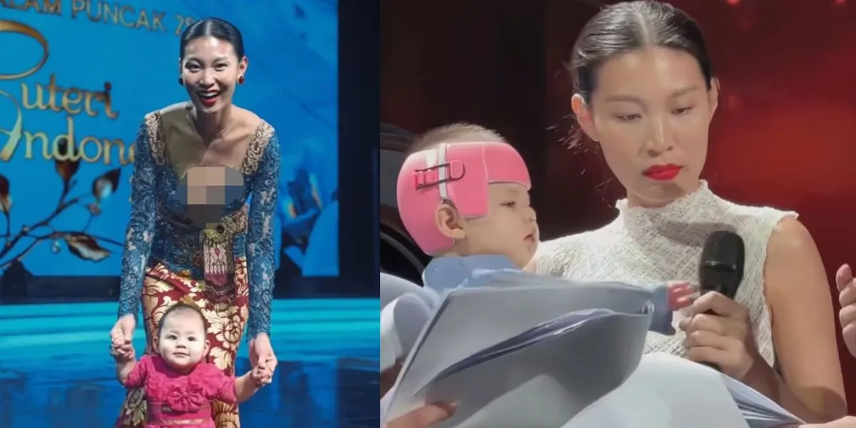 Portrait of Patricia Gouw Taking Her Little Daughter to the Final Rehearsal of Putri Indonesia 2025, Zoe Looks Adorable in a Kebaya