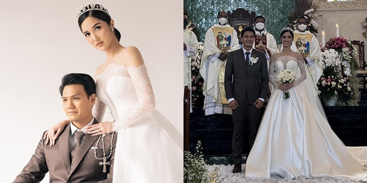 Portrait of Sonia Fergina, Miss Indonesia 2018's Wedding, Bride and Groom Look Like a Princess and Prince