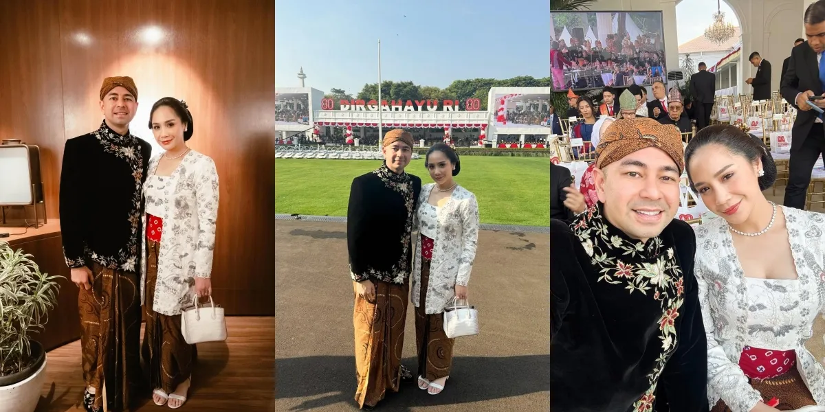 Portrait of Raffi Ahmad and Nagita Slavina at the Merdeka Palace, Harmonious in Traditional Javanese Attire