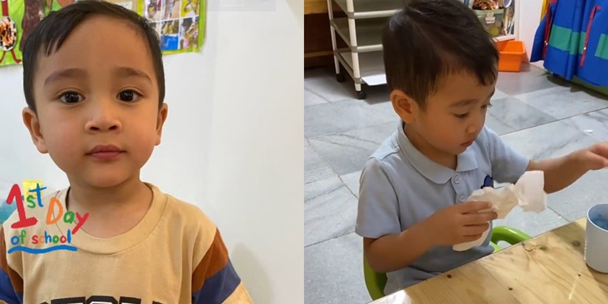 Portrait of Rayyanza 'Cipung' on the First Day of School, Very Calm and Already Skilled in Washing His Own Stuff