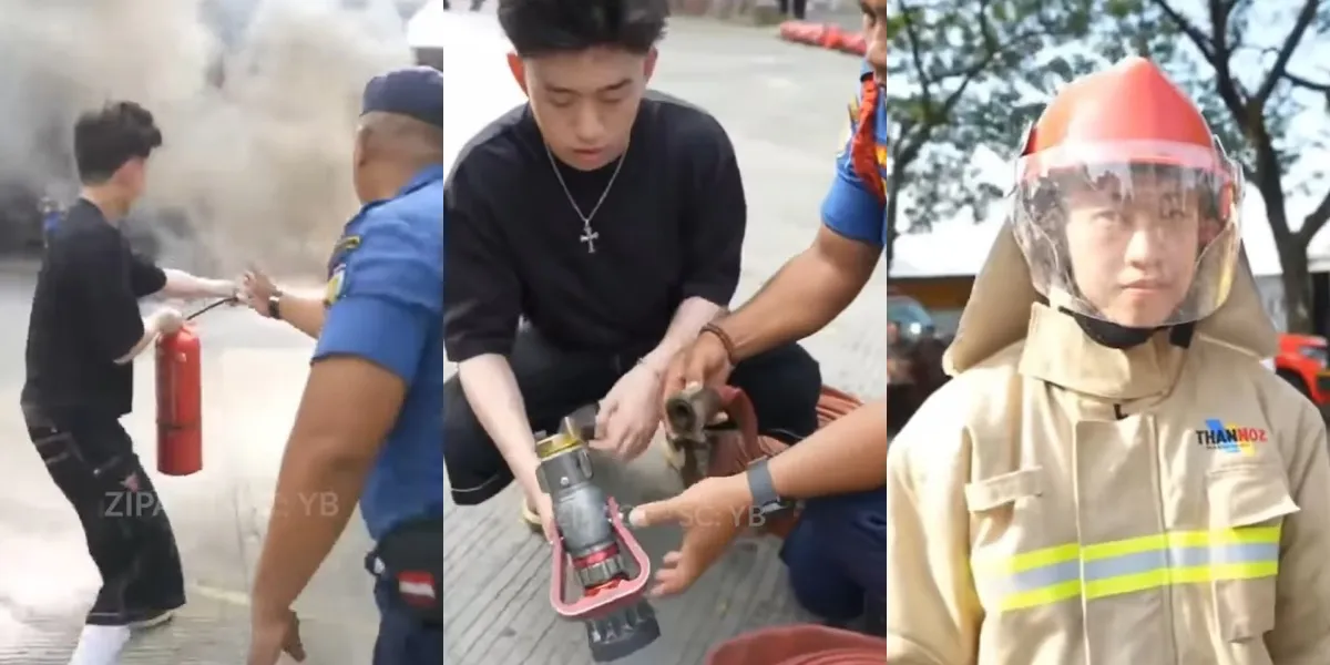 Portrait of Rich Brian Participating in Firefighter Training, Going Through All Procedures Seriously