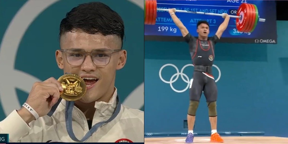 Portrait of Rizki Juniansyah Winning a Gold Medal in Weightlifting and Breaking Olympic Records, Loves to Honor His Mother by Washing Her Feet