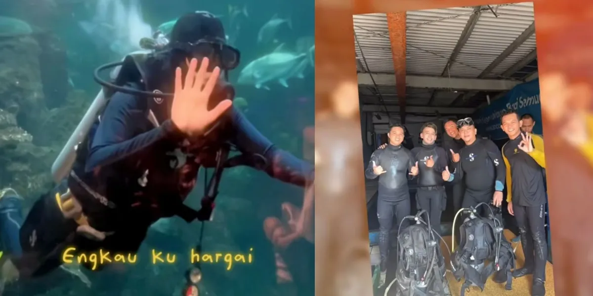 Portrait of Ruben Onsu Diving Practice, Will Raise the Red and White Flag in the Shark Pool