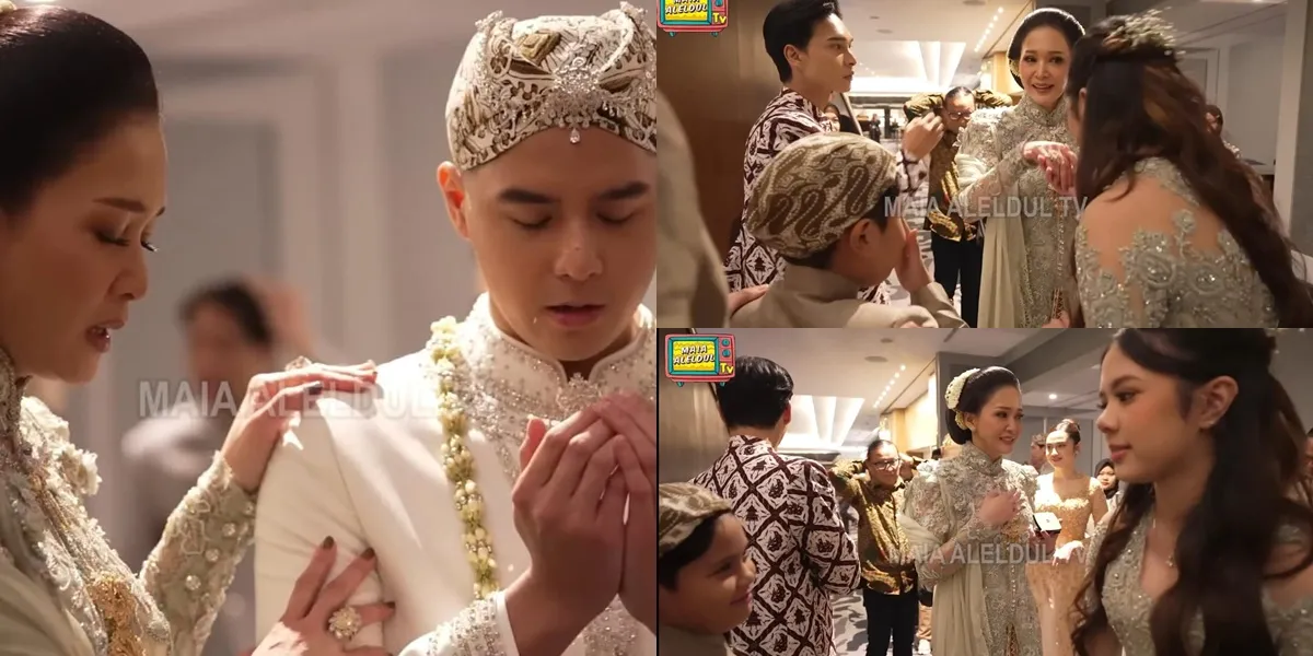 Portrait of Safeea Ahmad Praying with Maia Estianty Ahead of Al Ghazali's Wedding Ceremony, Salim Kisses Hand Too