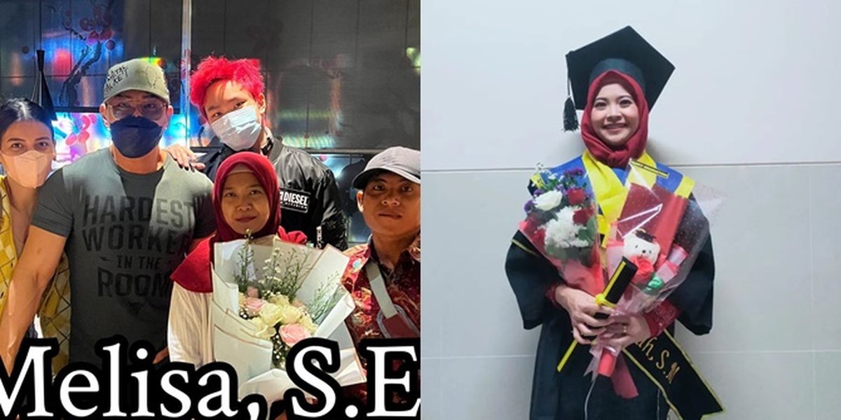 Portrait of Siti Melisa ART Deddy Corbuzier's Graduation, Making Many People Proud and Receiving Flowers from Azka