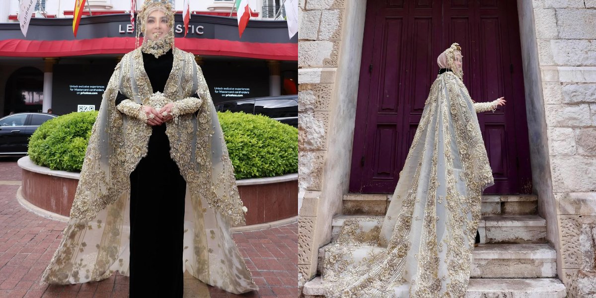 6 Photos of Syahrini Appearing Again on the Red Carpet of the Cannes Film Festival 2025, Wearing a Stunning Black and Gold Dress and Headpiece