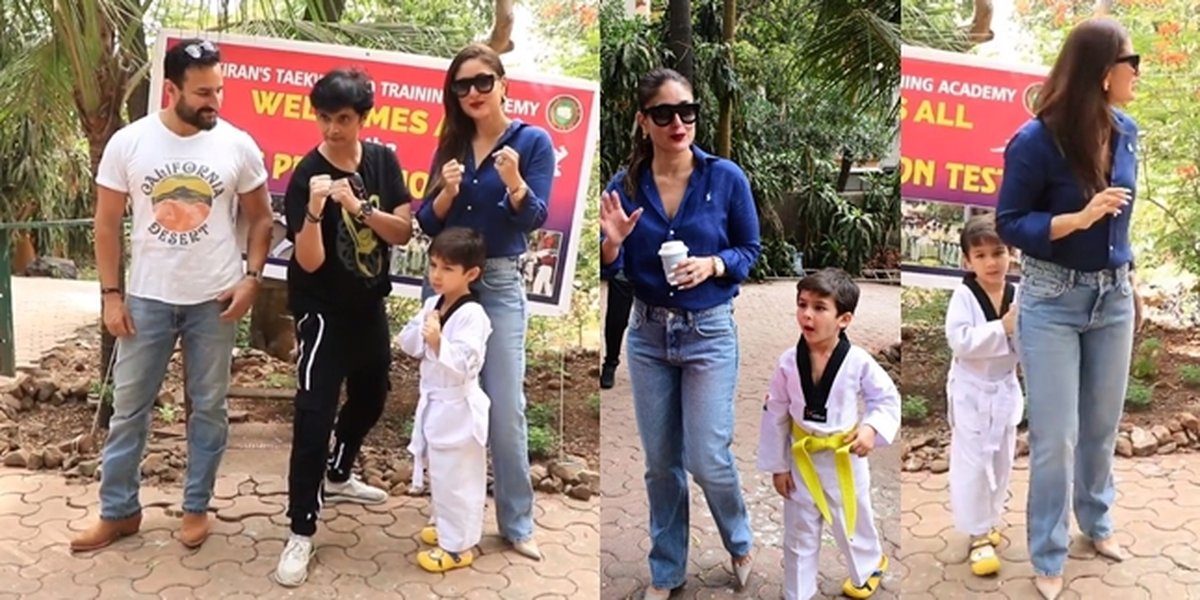 Portrait of Taimur Ali Khan Receives Yellow Taekwondo Belt, Kareena and Saif Escort the Exam with Happiness