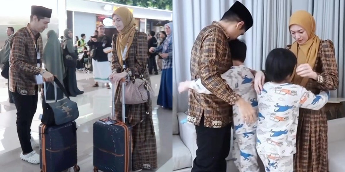 Portrait of Donita and Adi Nugroho's Emotional Farewell Before Departing for Hajj, Apologizing to Their Children