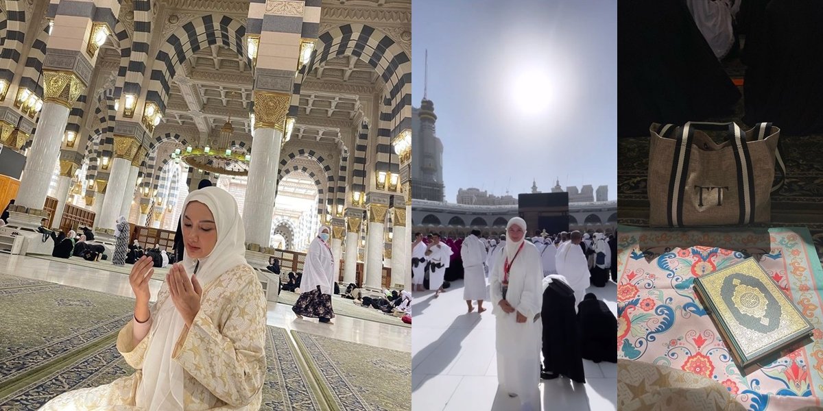 Tata Cahyani's Umrah Portraits in the Holy Land, Criticized by Netizens for Placing the Quran on the Floor