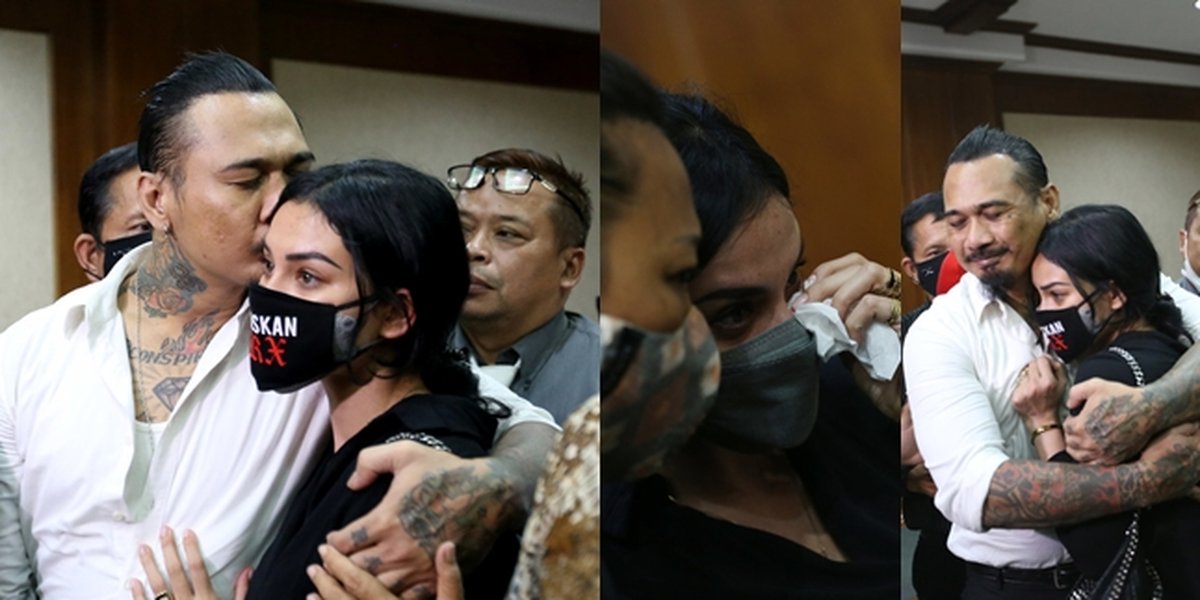 Portrait of Tegar Jerinx SID Facing Judge's Verdict, Nora Can't Hold Back Tears - Embracing Emotional Kiss After the Trial