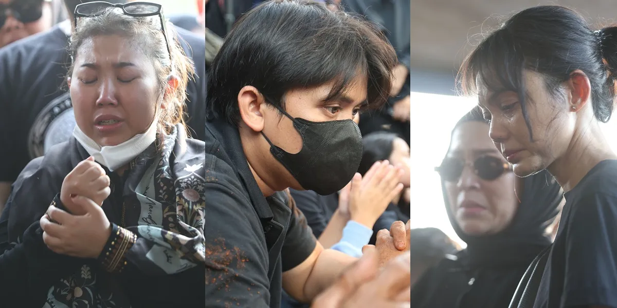 Portrait of Artist Friends Crying Tears at Mpok Alpa's Funeral: Kiky Saputri, Rina Nose, and Billy Syahputra