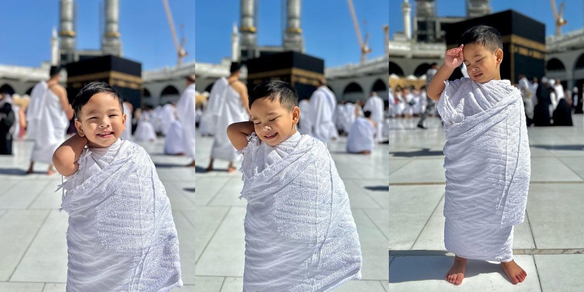 Latest Portrait of Gala Sky Wearing Ihram Clothes in Front of Ka'bah, Looking More Handsome and Cute - Said to Resemble Late Aunt Andriansyah