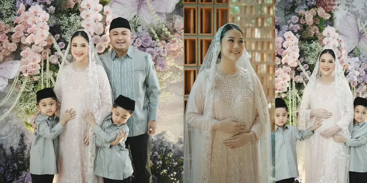 Portrait of Tistha Nurma, Afie Kalla's Beautiful Wife, at the Second Pregnancy Gathering, Expecting Twins Again