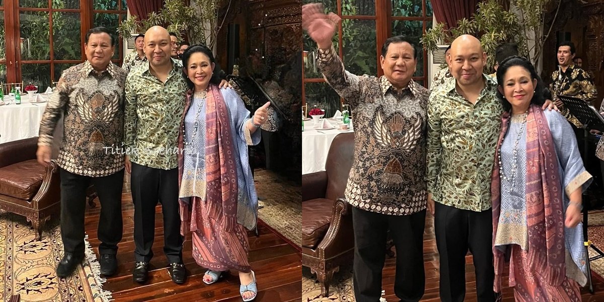 Portrait of Titiek Soeharto Accompanying Prabowo Celebrating New Year 2025 While Greeting Residents, Beautiful in Batik