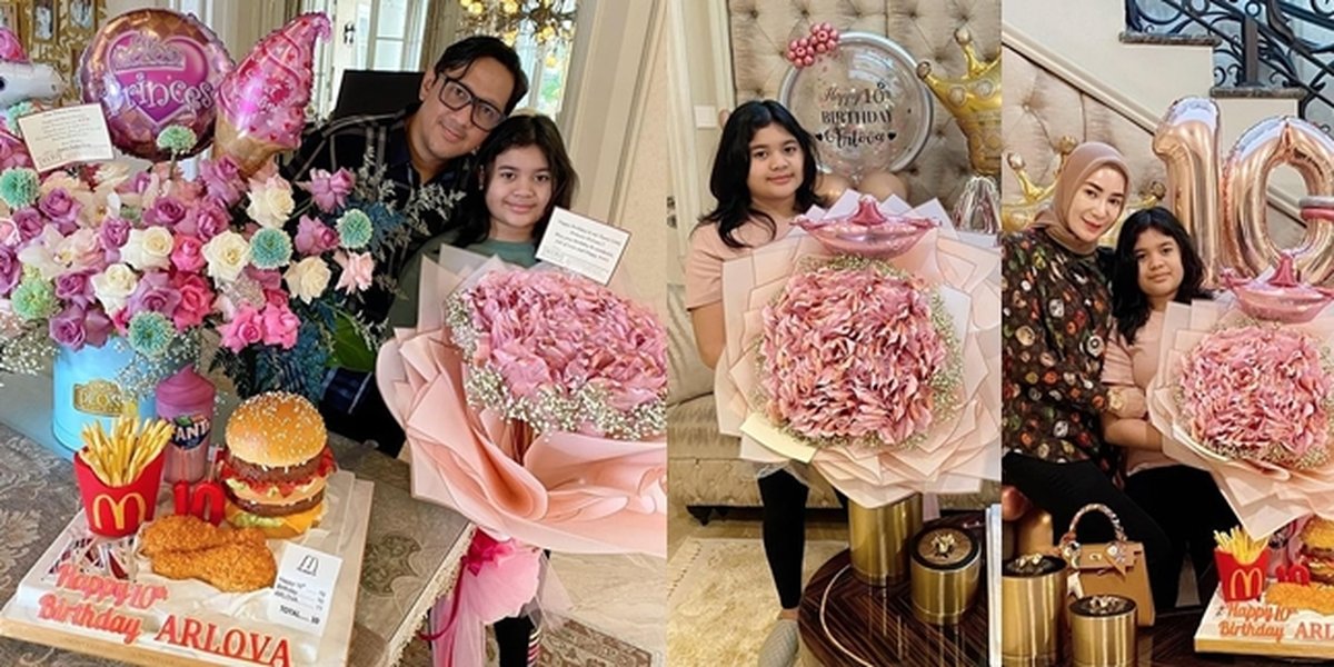 Portrait of Arlova's 10th Birthday, Andre Taulany's Child, Receives a Bouquet of Flowers Filled with Hundreds of Thousands of Rupiah Worth Millions