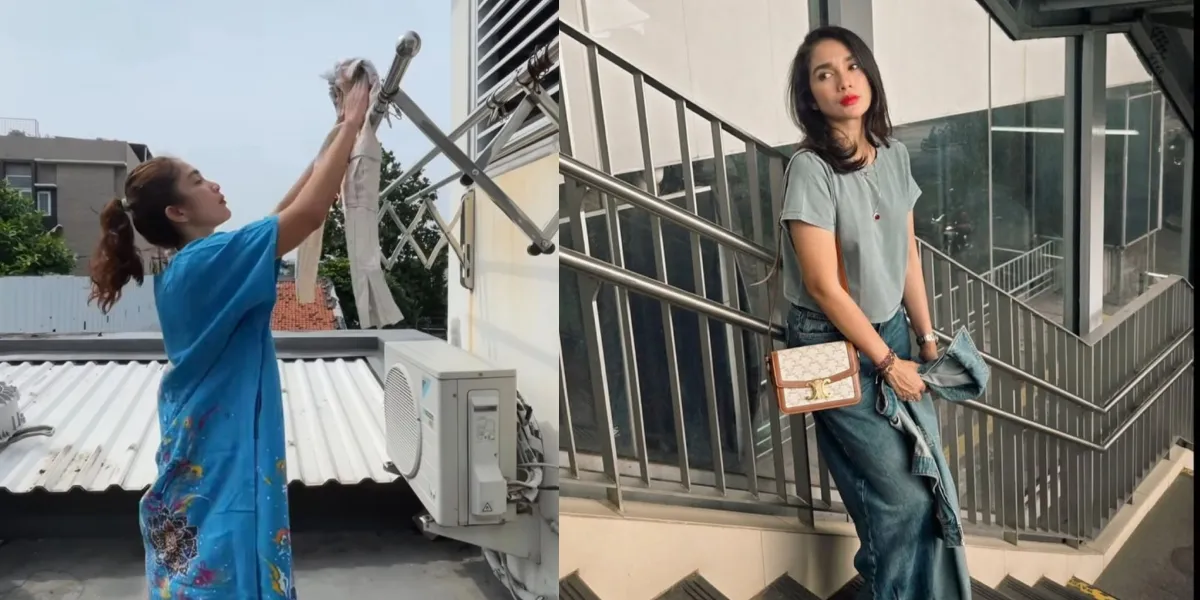Portrait of Ussy Sulistiawaty Appearing Relaxed in a Dress While Doing Household Activities