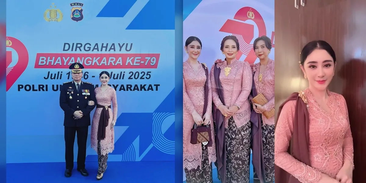 Portrait of Uut Permatasari Beautiful in Pink Kebaya on the Bhayangkara Anniversary, Coordinated with Bhayangkari Bali
