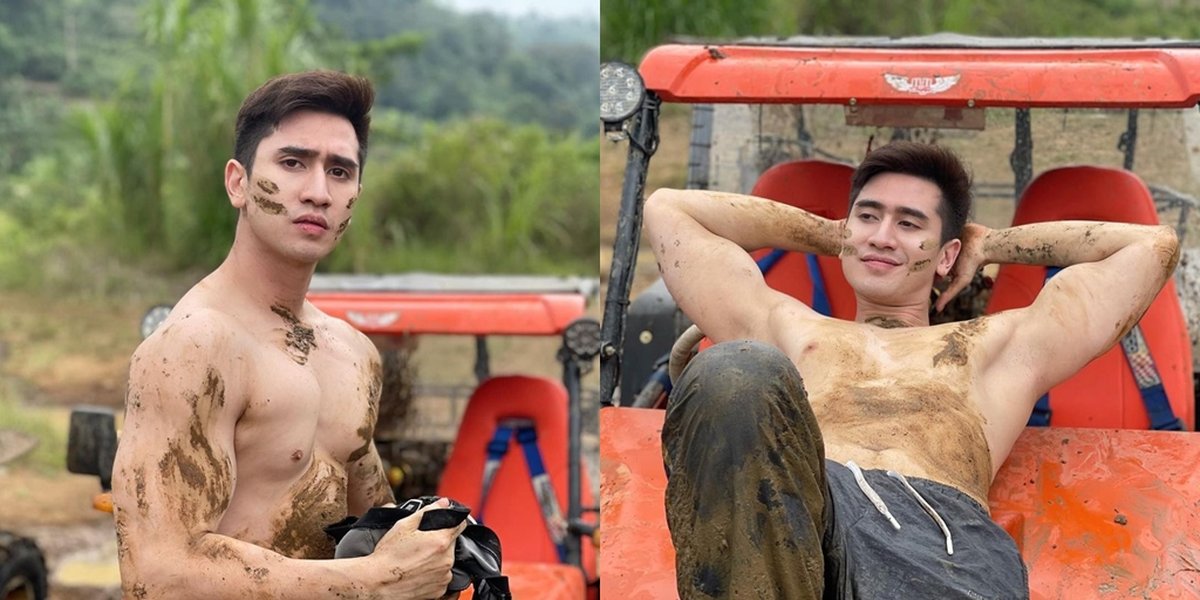 Portrait of Verrell Bramasta Covered in Mud During Off Road, Showing Athletic Body - Smooth and Clean Armpits