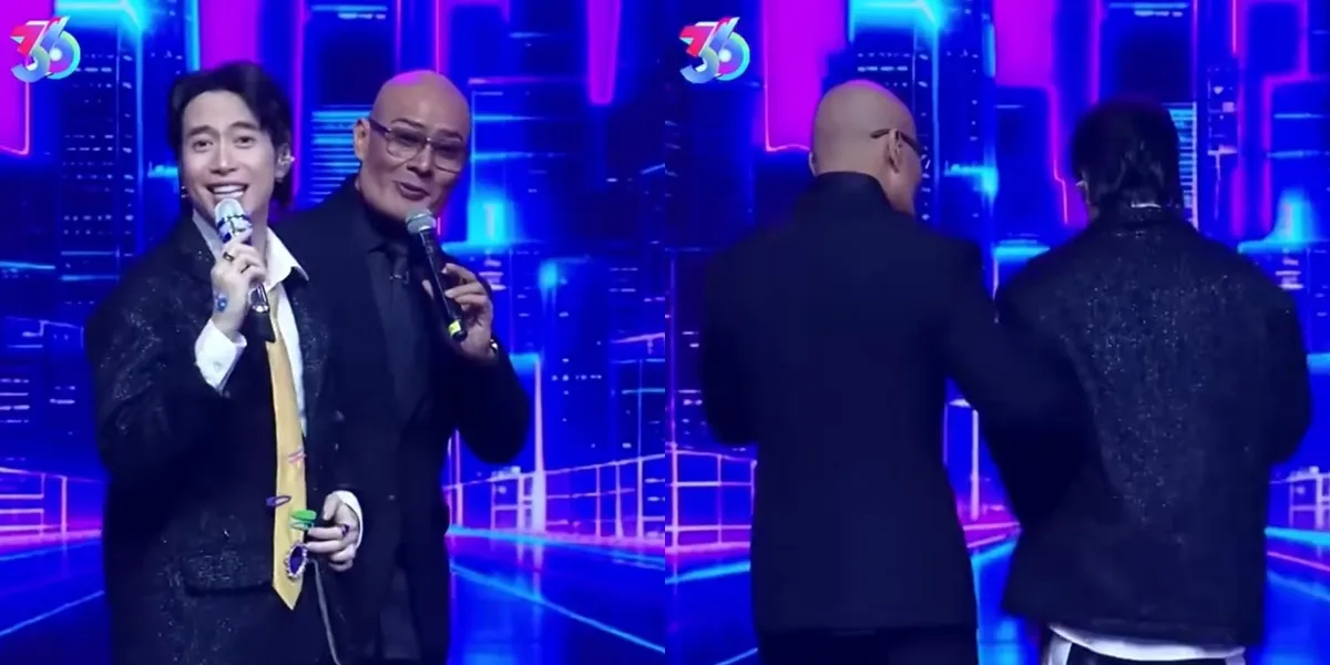 Portrait of Vidi Aldiano Walking Unsteadily Guided by Deddy Corbuzier on Stage, Flooded with Prayers