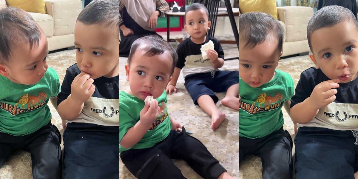 Raffi Ahmad and Irwansyah Version Sachet, 10 Adorable Photos of Rayyanza and Ukkasya Eating Crackers Together - Resembling Twin Children Becomes the Highlight