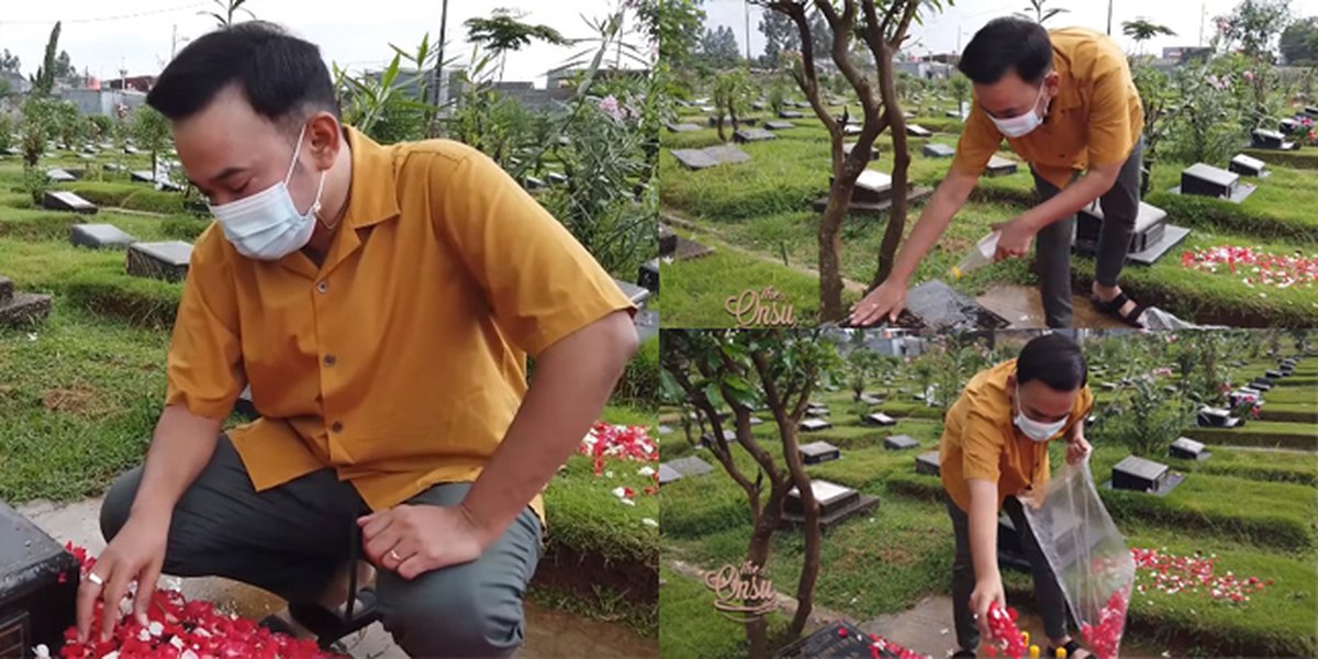 Close Friends, Here are 8 Photos of Ruben Onsu Visiting Olga Syahputra's Grave on His Birthday