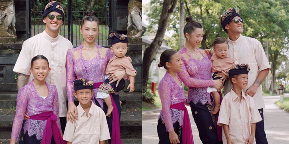 Welcoming Nyepi Day, Jennifer & Irfan Bachdim Photoshoot Wearing Balinese Traditional Clothes with Their Children