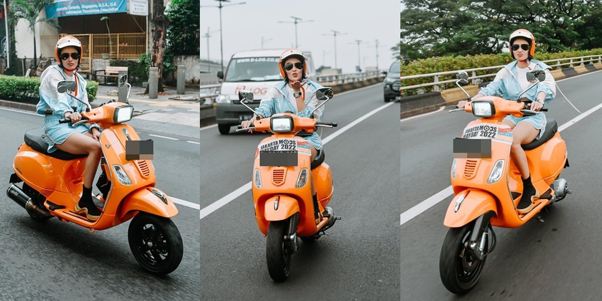 Relax Wearing Hotpants, 11 Photos of Wika Salim Riding Vespa Around the City - Netizens: Take Me Along!