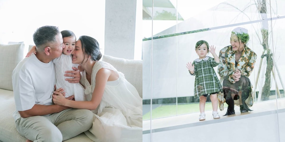 A Series of Moments of Julie Estelle with Her Child, Looking Coordinated During Family Photoshoot