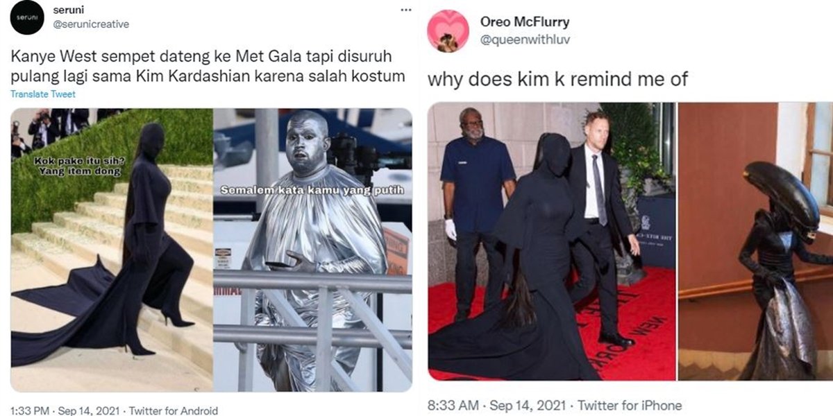 A Series of Funny Memes of Kim Kardashian's All-Black Outfit at the Met Gala, Compared to Kuntilanak and Aliens